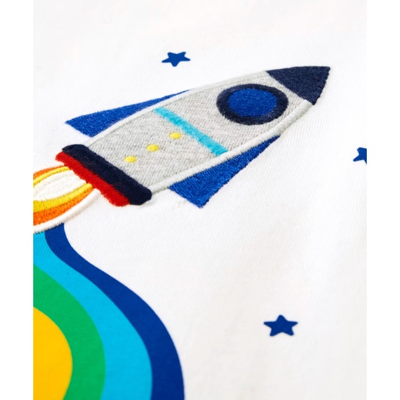 Gymboree White Tee with Rainbow Rocket Design size 12 - Picture 7 of 8